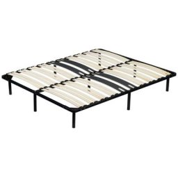 Michel - Sommier 140x190 Noir Cadre a lattes Renforcé au niveau du bassin + 9 Pieds Hauteur 29 cm