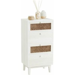 Chiffonnier seeta petite commode de rangement avec 4 tiroirs au style vintage rétro, en bois de