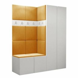 Ensemble entrée Hartford 266, Blanc, 186x158x46cm, Blanc, Tapisserie, Stratifié, Mis, Mural - Blanc