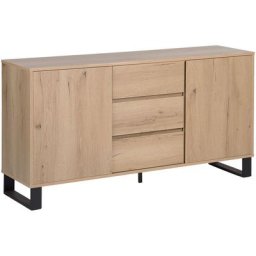 Commode Buffet 3 Tiroirs et 2 Compartiments en mdf Couleur Bois Clair Elda - Bois clair