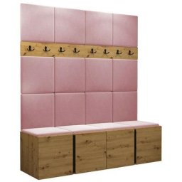 Ensemble entrée Hartford 268, Manila 09, 186x168x46cm, Chêne artisanal, Stratifié, Tapisserie,
