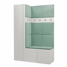 Ensemble entrée Miami 393, Blanc, 186x124x44cm, Blanc, Tapisserie, Stratifié, Mural, Mis - Blanc
