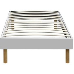 Gregory - Solide et Confortable Sommier Tapissier Blanc + Pieds en 20 cm pour matelas en 180x200
