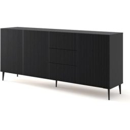 Commode Ravenna b 200 cm 3D3S noir mat + pieds