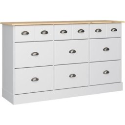 Ebuy24 - Noah Commode 6+3 tiroirs, blanc, délavé et verni. - Blanc