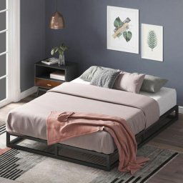 Joseph Lit 160x200 cm cadre en métal noir Hauteur 15 cm - Noir - Zinus