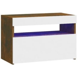 Table de chevet avec lumières led Chêne fumé 60x35x40 cm Vidaxl Chêne fumé