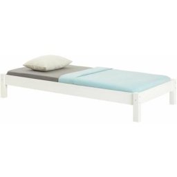 Lit futon taifun lit simple pour adulte et enfant 90 x 190 cm, en pin massif lasuré blanc - Blanc