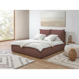 Lit coffre Bobochic Lit coffre garance avec tête de lit effet oreiller 160x200 Rose - Rose