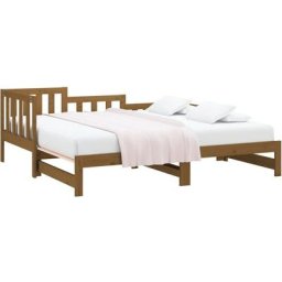 Lit coulissant Marron miel 2x(80x200) cm Bois de pin massif Vidaxl marron miel