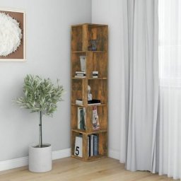 Armoire d'angle | Meuble de Rangement Commode Chêne fumé 33x33x164,5 cm Bois d'ingénierie 19383