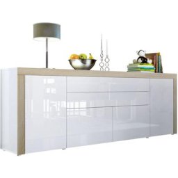 Buffet Commode Dressoir Crédence La Paz V2 Blanc, haute brillance, tons naturels - Blanc haute
