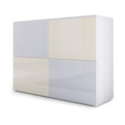 Commode Buffet Armoire Rova en Blanc mat - haute brillance & tons naturels - Blanc haute brillance