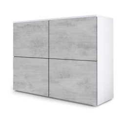 Commode Buffet Armoire Rova en Blanc mat - haute brillance & tons naturels - Aspect Béton Oxyde /