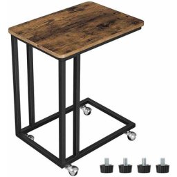 Red Deco - Table de chevet roulante edgar Marron Médium mdf H60CM - Marron
