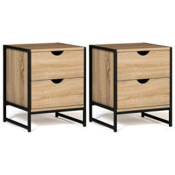 Lot de 2 tables de chevet detroit 2 tiroirs design industriel - Multicolore
