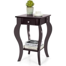 Table d'Appoint avec 1 Tiroir et Pieds Courbés Style Moderne en mdf 42,5 x 42,5 x 65,5 cm ( l x l x