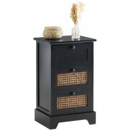 Chiffonnier roshni 3 tiroirs, petit meuble de rangement design vintage élégant, commode en bois