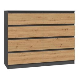 Milan - Commode de chambre 8 tiroirs - 40x120x97cm - Style moderne - Meuble de rangement
