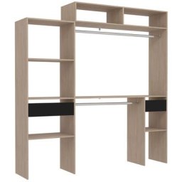 Dressing bois extensible avec 2 penderies, 4 étagères et un tiroir elysee - Bois