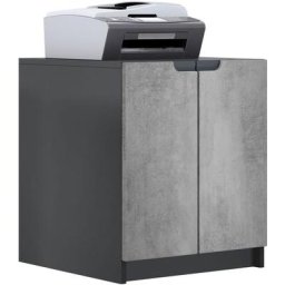 Vladon - Commode d'imprimante armoire à dossiers Logan noir mat - haute brillance - Façades en
