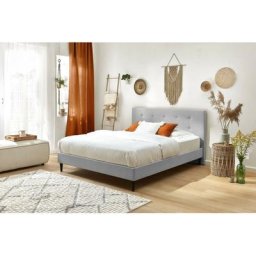 Lit BOBOCHIC XS - Lit 160x200 cm RORY avec lattes massives pieds bois wengé 160x200 Gris - Gris