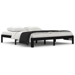 Cadre de lit Noir Bois massif 180x200 cm Super King Vidaxl Black