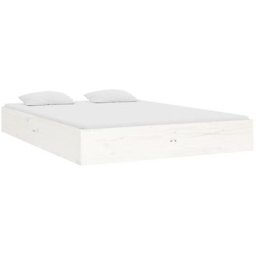 Cadre de lit blanc bois massif 140x190 cm Vidaxl White