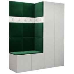 Ensemble entrée Hartford 266, Blanc, 186x158x46cm, Blanc, Stratifié, Tapisserie, Mural, Mis - Blanc