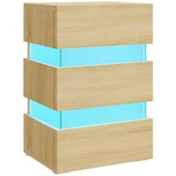 Table de chevet à led chêne sonoma 45x35x67cm bois d'ingénierie Vidaxl Chêne sonoma