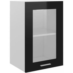 Armoire en verre suspendue Noir brillant 40x31x60 cm Aggloméré Vidaxl High gloss black