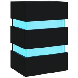 Table de chevet à led Noir 45x35x67 cm Bois d'ingénierie Vidaxl Noir