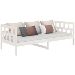 Lit de jour Blanc Bois massif de pin 90x190 cm vidaXL - White