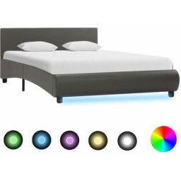 Cadre de lit avec led Gris Similicuir 120 x 200 cm Vidaxl Gris
