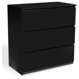 Commode 3 tiroirs tomi bois noir - Noir
