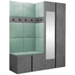 Ensemble entrée Hartford 278, Manila 11, 186x158x46cm, Miroir, Béton, Noir, Stratifié, Tapisserie,