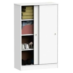 Armoire auxiliaire Tibet White Atlas 2 Portes 2 étagères de rangement Armoire 120x74x33 cm