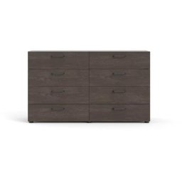 Dallas Commode 8 tiroirs, finition chêne foncé.