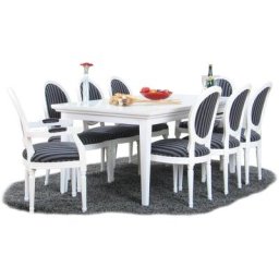 Venedig Ensemble de salle à manger 95x180/276, 2 tablettes de rangement blanches inclues avec 2+6