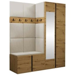 Ensemble entrée Hartford 278, Manila 02, 186x158x46cm, Miroir, Chêne artisanal, Stratifié,