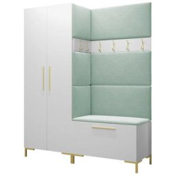 Ensemble entrée Hartford F100, Blanc, 196x158x44cm, Blanc, Tapisserie, Stratifié, Mural, Mis - Blanc