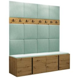 Ensemble entrée Hartford 268, Manila 11, 186x168x46cm, Chêne artisanal, Stratifié, Tapisserie,