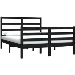 Cadre de lit Noir Bois de pin massif 150x200 cm Très grand Vidaxl Black