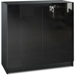 Vladon - Commode Armoire de bureau haute Rangement Logan Noir mat - haute brillance - Façades en