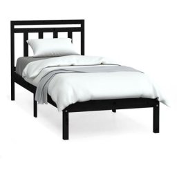 Cadre de lit Noir Bois massif 75x190 cm Petit simple Vidaxl Black