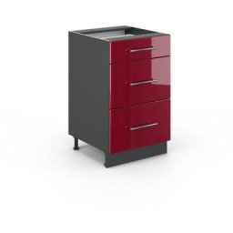 Armoire basse „Fame-Line 50cm bordeaux haute brillance/anthracite avec tiroir Vicco