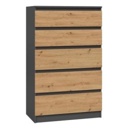 Milan - Commode moderne 5 tiroirs - 70x40x112 cm - Meuble de rangement - Style Scandinave