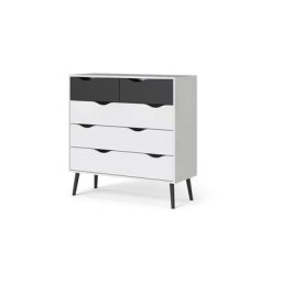 Napoli Commode avec tiroirs en blanc et noir mat.