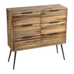 Commode 6 tiroirs en métal et teck recyclé H88xL90cm - Balaoan - Couleur - Bois Drawer