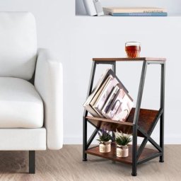 Table d'appoint, table de canapé avec 3 niveaux et porte-revues table de nuit 41 x 29 x 61 cm pour